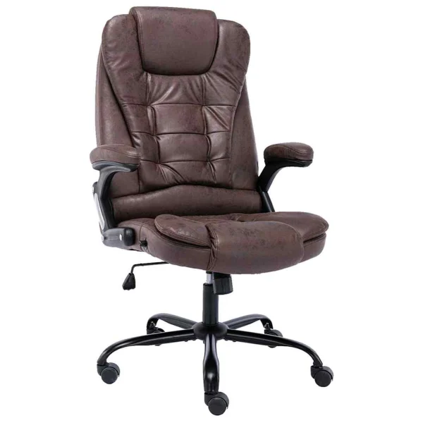 Chaise de bureau 67 x 71 x 119 cm marron foncé similicuir daim – vue d’ensemble