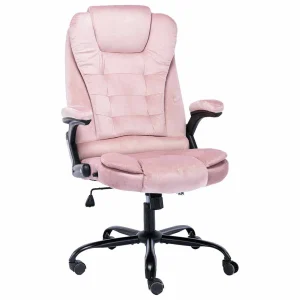 Chaise de bureau 67 x 71 x 119 cm rose velours – vue d’ensemble