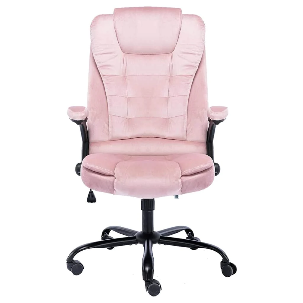 Chaise de bureau 67 x 71 x 119 cm rose velours – vue de face