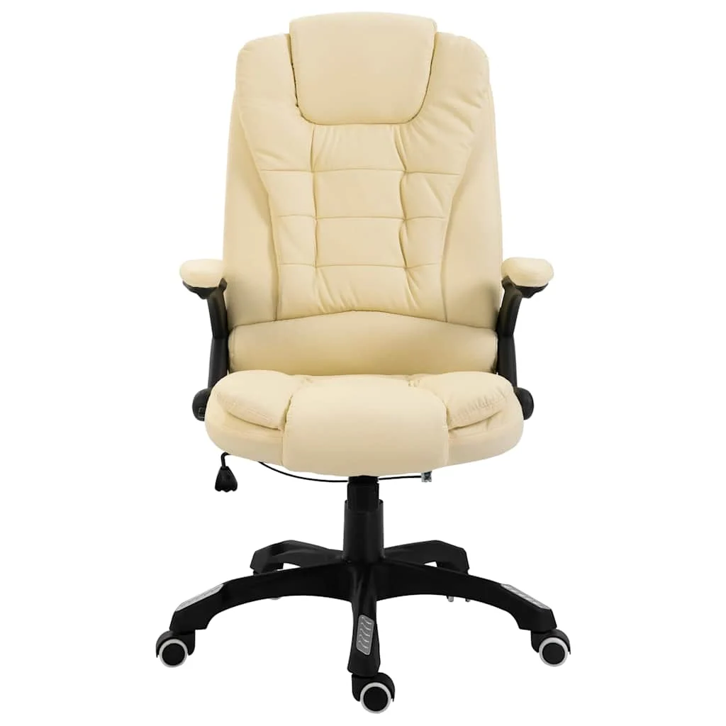 Chaise de bureau 68 x 71 x 119 cm crème similicuir – vue de face