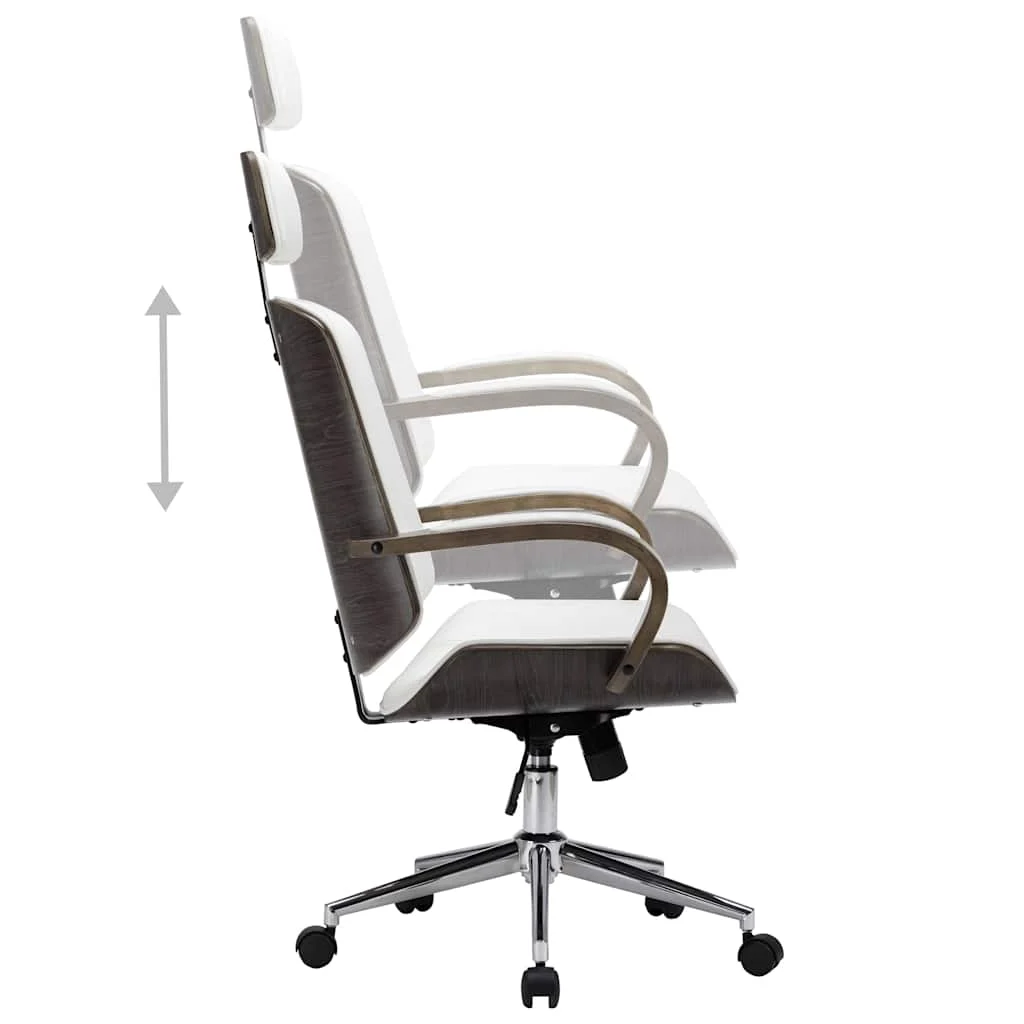 Chaise de bureau avec appuie-tête 64 x 65 x 125 cm blanc et gris similicuir – vue de dessus