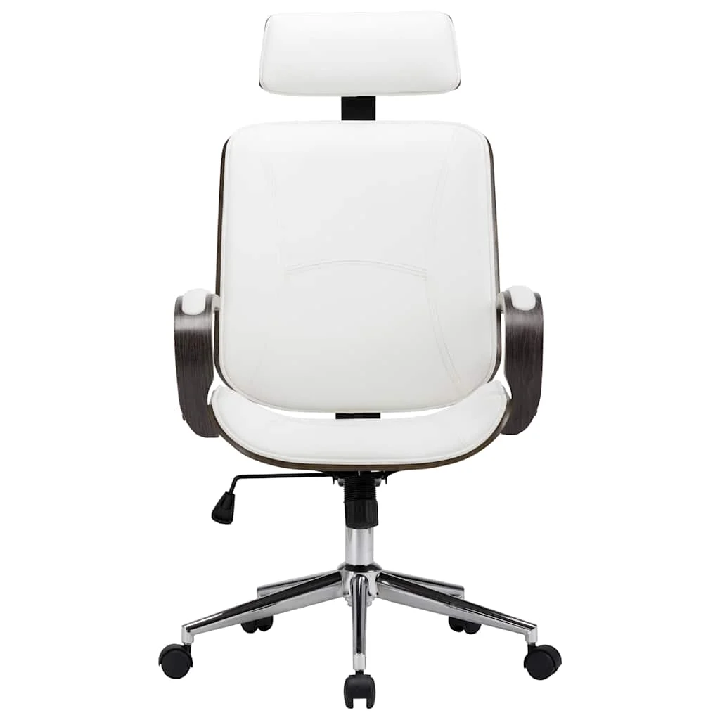 Chaise de bureau avec appuie-tête 64 x 65 x 125 cm blanc et gris similicuir – vue de face