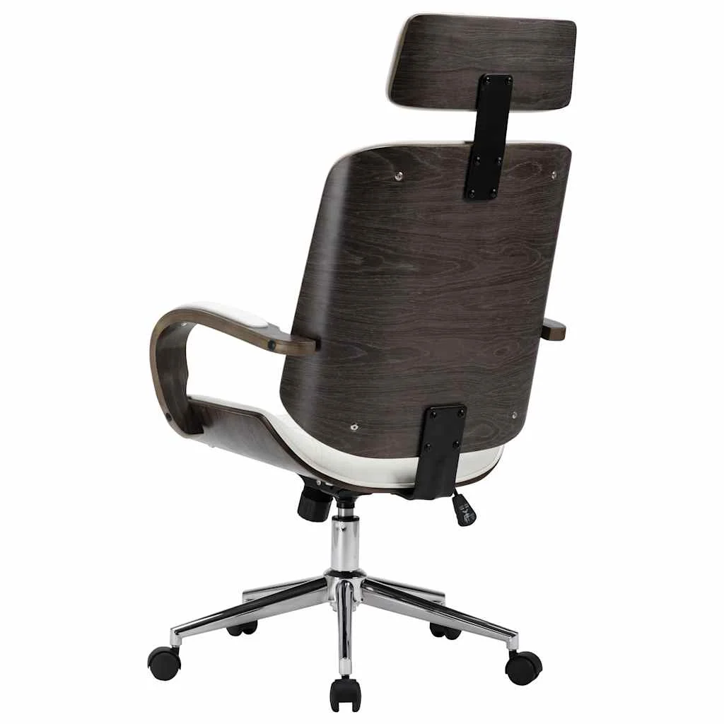 Chaise de bureau avec appuie-tête 64 x 65 x 125 cm blanc et gris similicuir – vue de détail