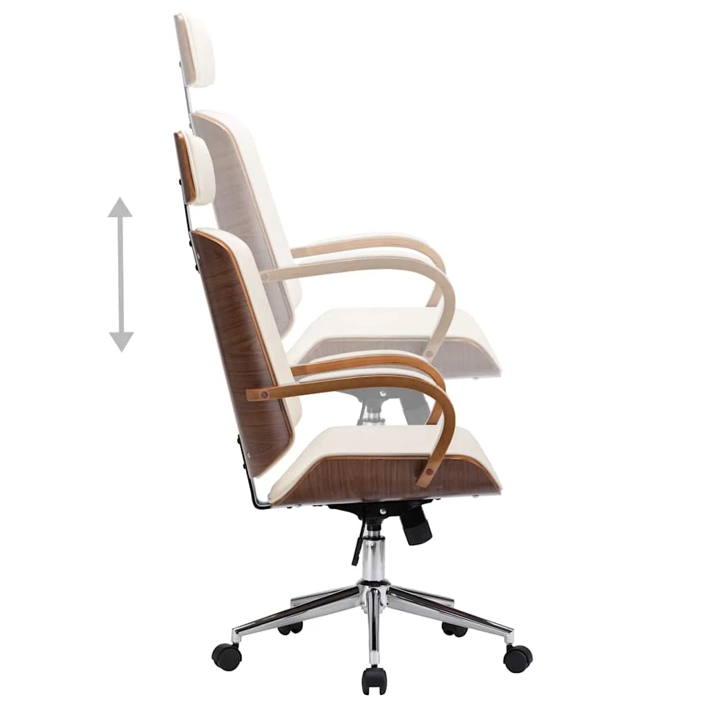Chaise de bureau avec appuie-tête 64 x 65 x 125 cm crème et marron similicuir – vue de dessus