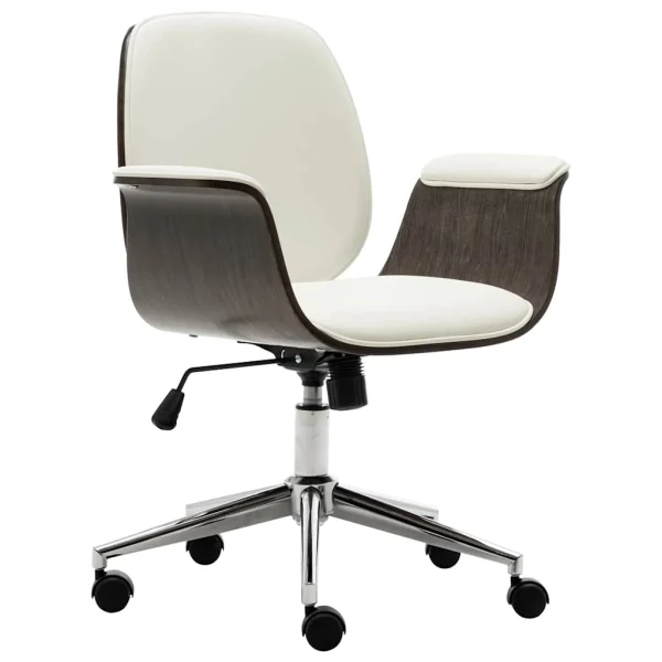 Chaise de bureau Bois courbé 69 x 56 x 97 cm blanc similicuir – vue d’ensemble