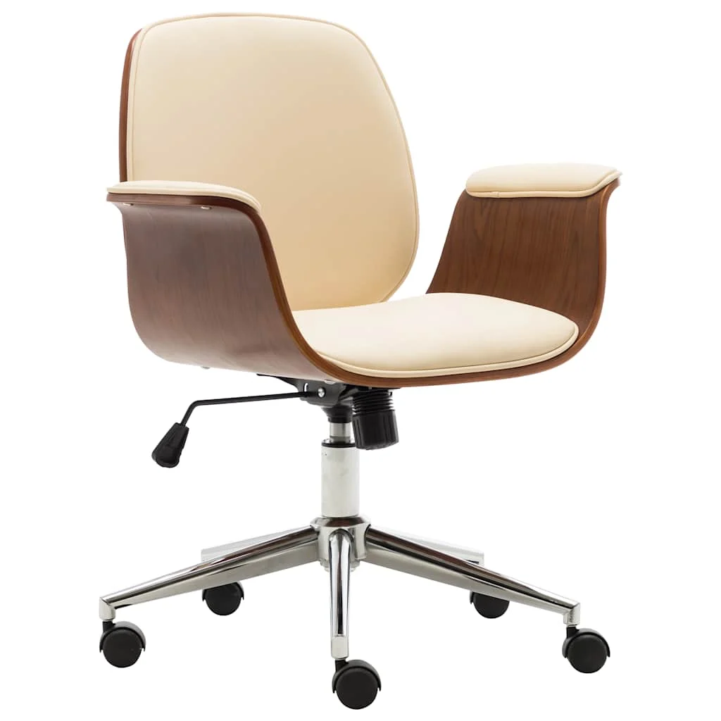 Chaise de bureau Bois courbé 69 x 56 x 97 cm crème similicuir – vue d’ensemble