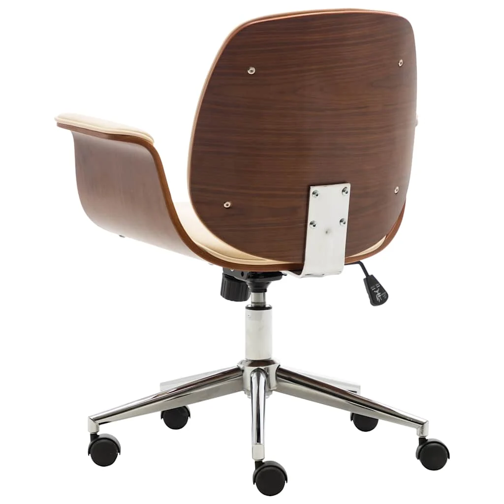 Chaise de bureau Bois courbé 69 x 56 x 97 cm crème similicuir – vue de côté