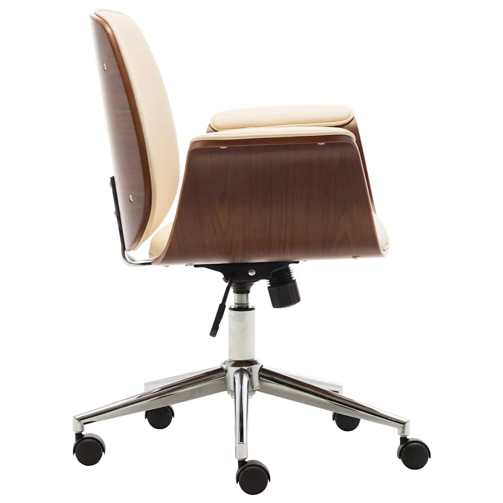 Chaise de bureau Bois courbé 69 x 56 x 97 cm crème similicuir – vue de détail