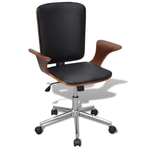 Chaise de bureau Bois courbé avec tapisserie 69 x 57 x 97,5 cm noir et marron similicuir – vue d’ensemble