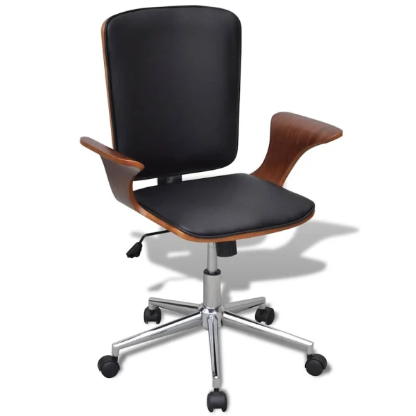 Chaise de bureau Bois courbé avec tapisserie 69 x 57 x 97,5 cm noir et marron similicuir – vue d’ensemble