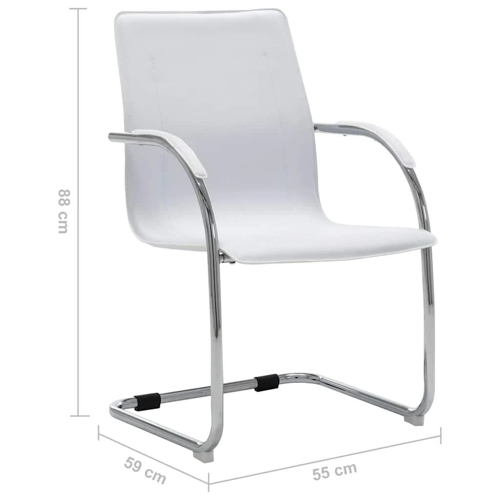 Chaise de bureau cantilever 55 x 59 x 88 cm blanc similicuir – vue de dessus