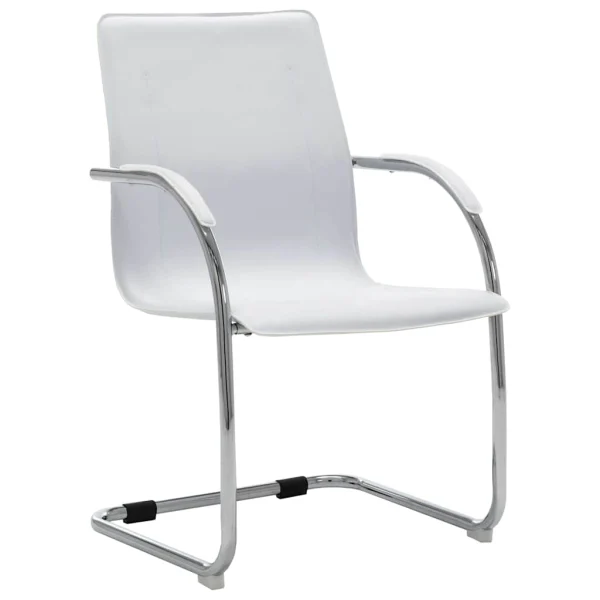 Chaise de bureau cantilever 55 x 59 x 88 cm blanc similicuir – vue d’ensemble