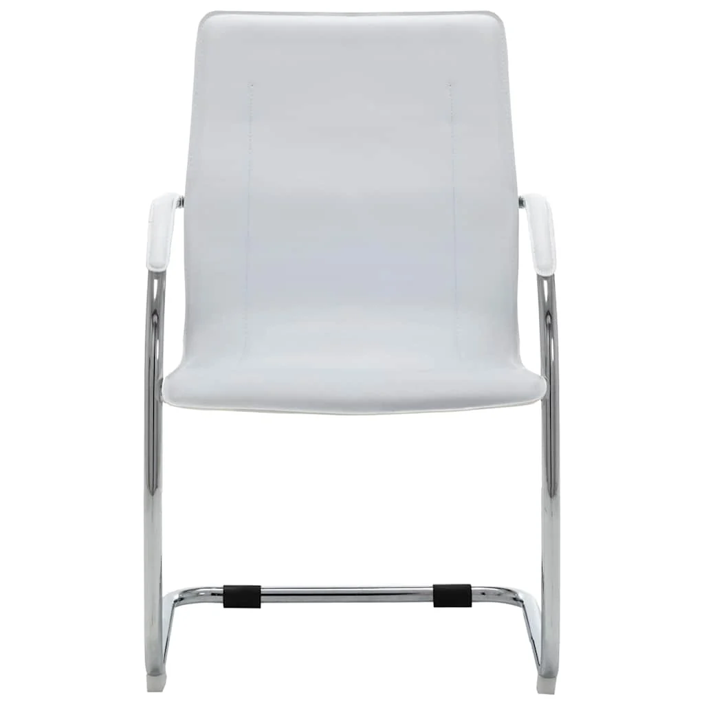 Chaise de bureau cantilever 55 x 59 x 88 cm blanc similicuir – vue de face