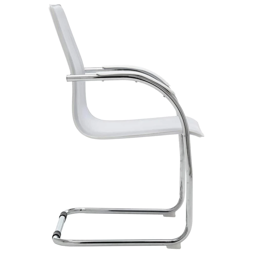 Chaise de bureau cantilever 55 x 59 x 88 cm blanc similicuir – vue de côté