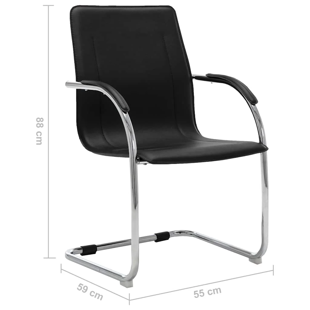 Chaise de bureau cantilever 55 x 59 x 88 cm noir similicuir – vue de dessus
