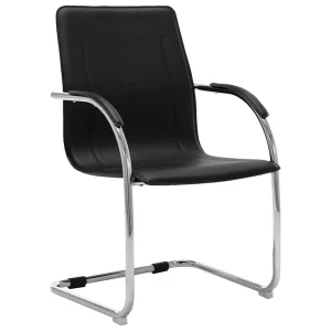 Chaise de bureau cantilever 55 x 59 x 88 cm noir similicuir – vue d’ensemble