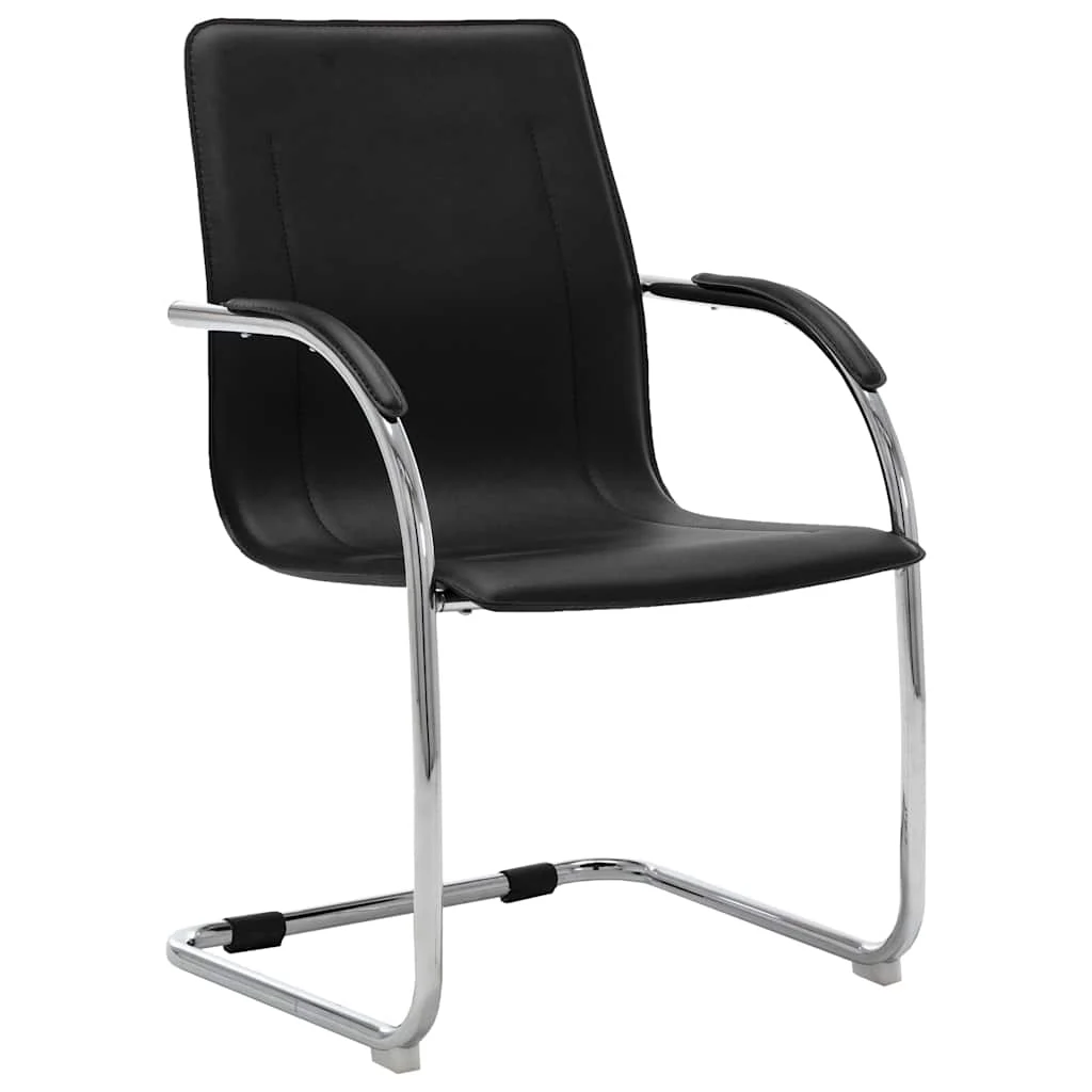 Chaise de bureau cantilever 55 x 59 x 88 cm noir similicuir – vue d’ensemble