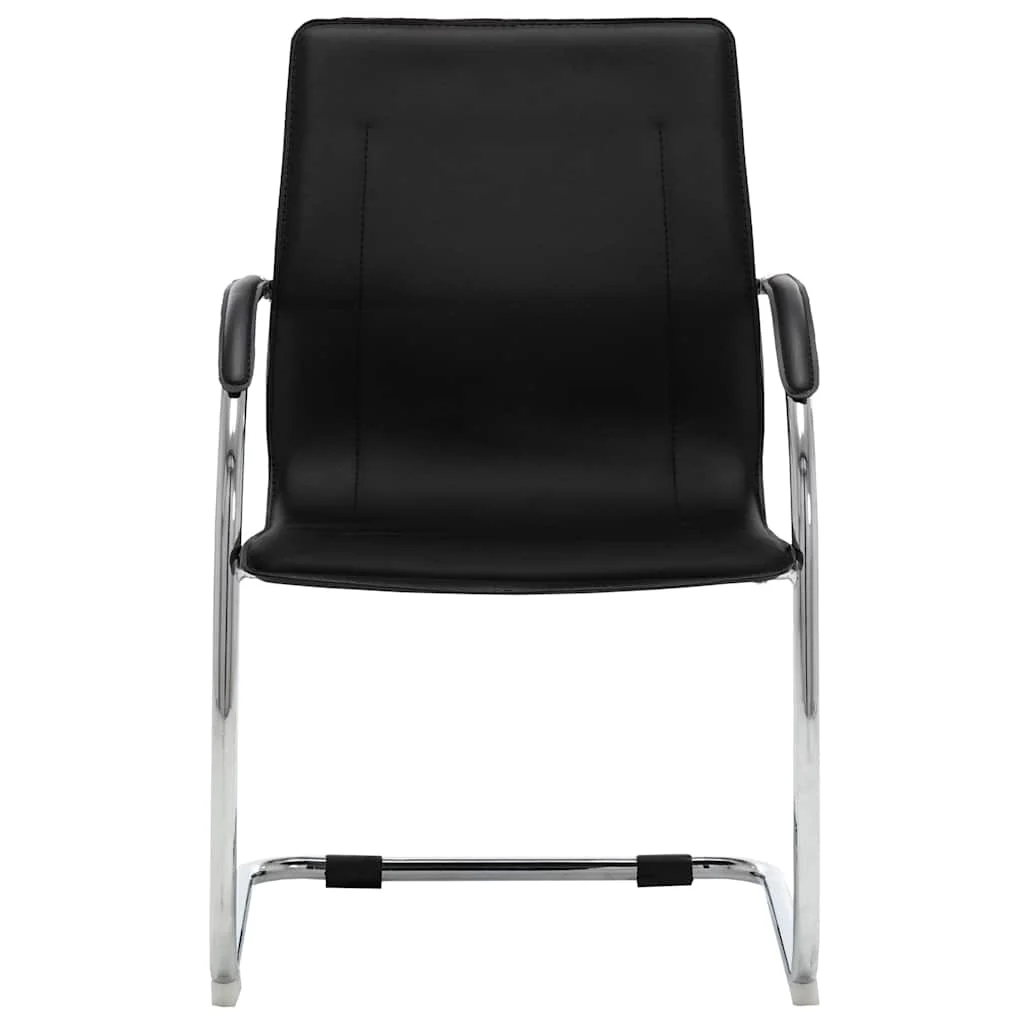 Chaise de bureau cantilever 55 x 59 x 88 cm noir similicuir – vue de face