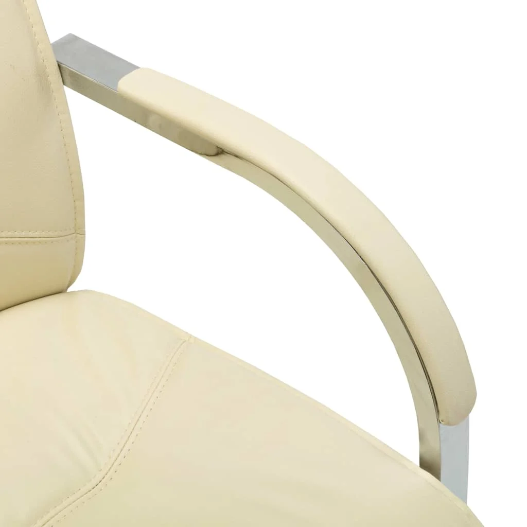 Chaise de bureau cantilever 58 x 67,5 x 102 cm crème similicuir – vue en situation