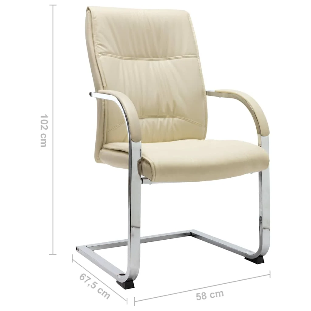Chaise de bureau cantilever 58 x 67,5 x 102 cm crème similicuir – vue de dessus