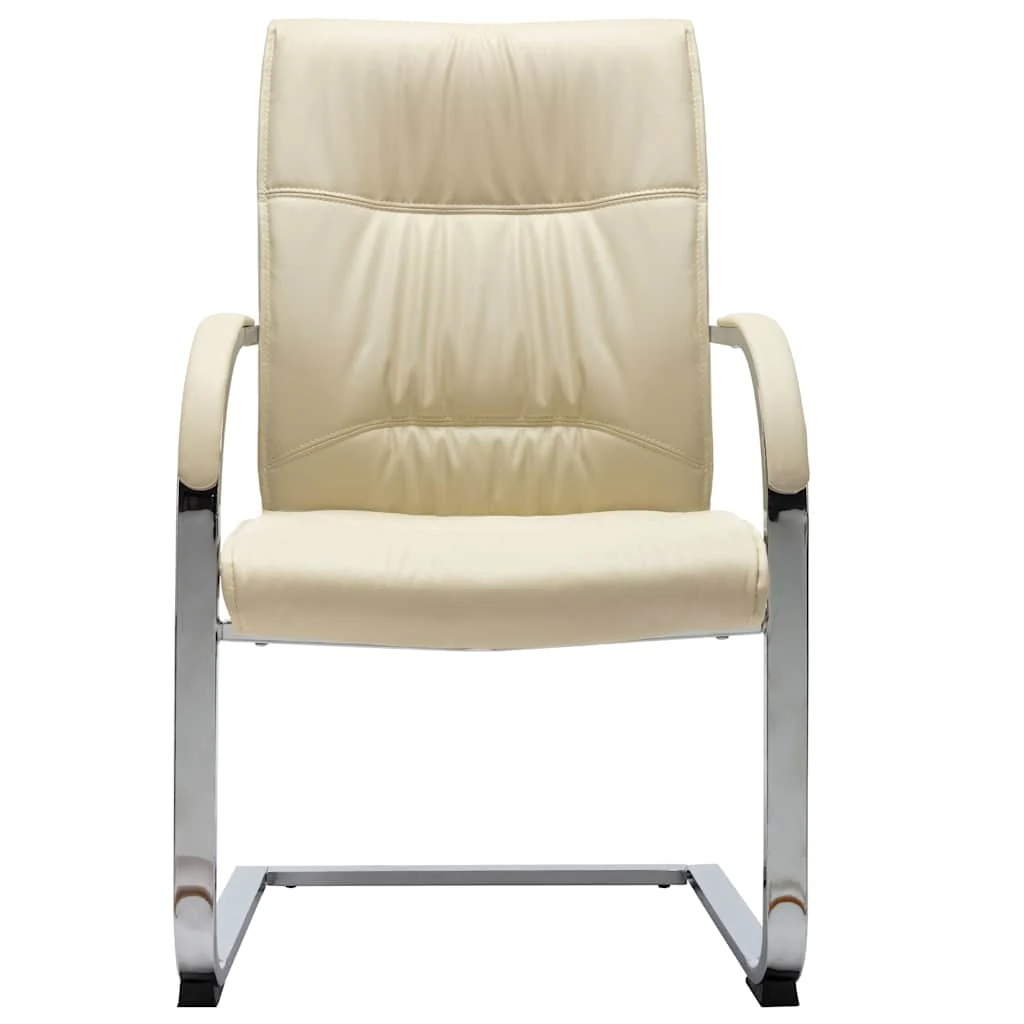 Chaise de bureau cantilever 58 x 67,5 x 102 cm crème similicuir – vue de face