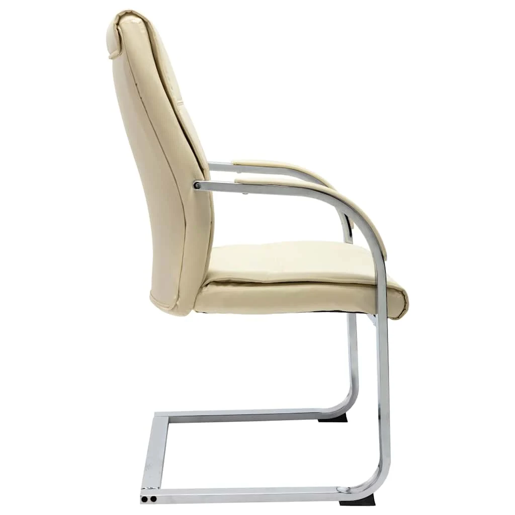 Chaise de bureau cantilever 58 x 67,5 x 102 cm crème similicuir – vue de côté
