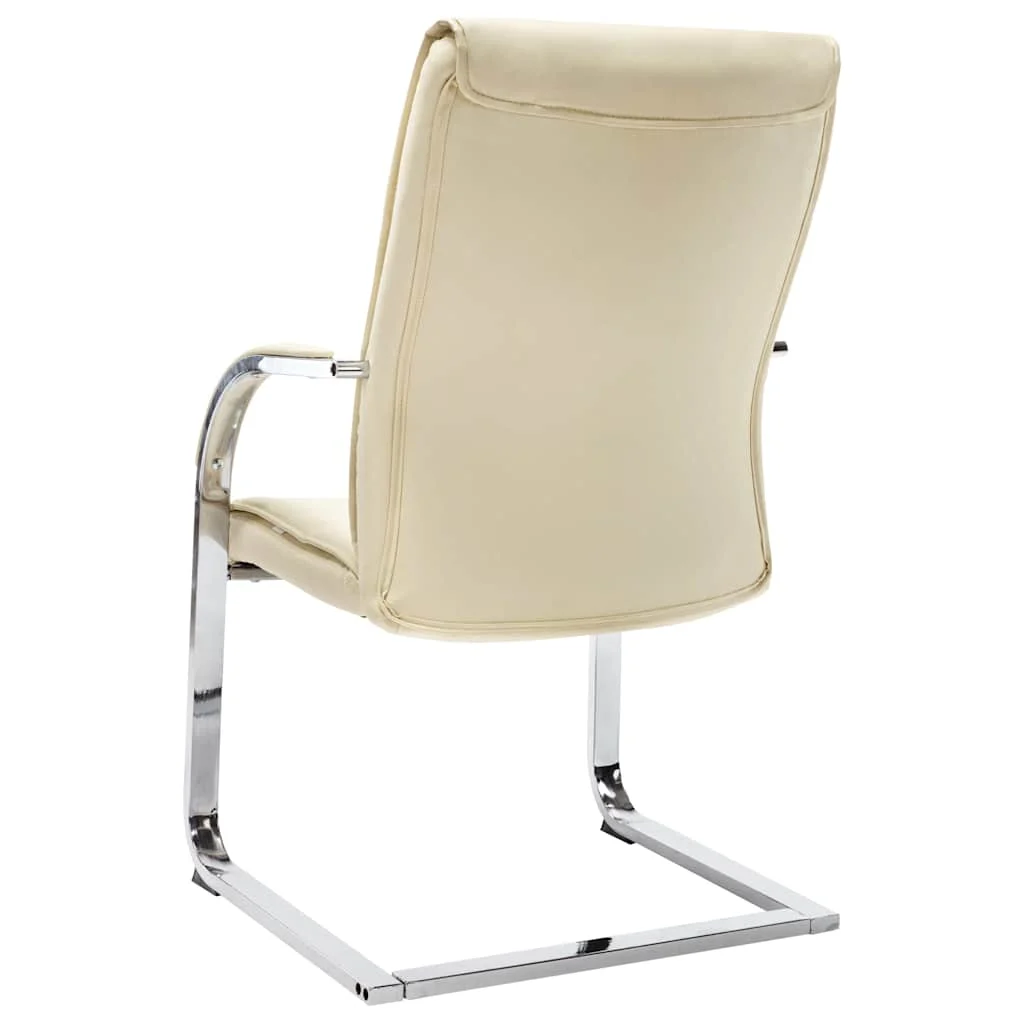 Chaise de bureau cantilever 58 x 67,5 x 102 cm crème similicuir – vue de détail