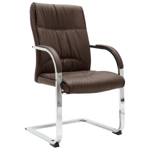 Chaise de bureau cantilever 58 x 67,5 x 102 cm marron similicuir – vue d’ensemble