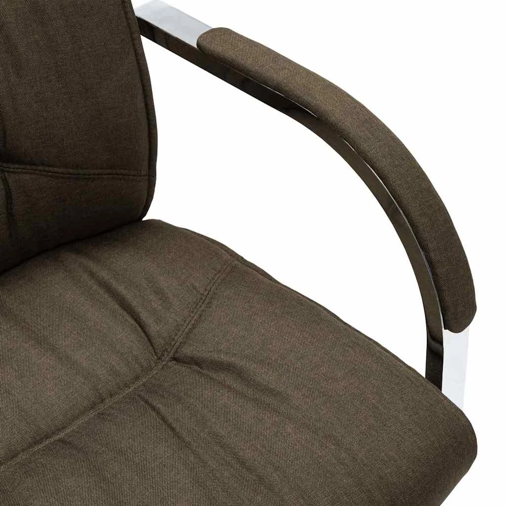 Chaise de bureau cantilever 58 x 67,5 x 102 cm marron tissu – vue en situation