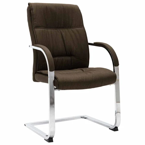 Chaise de bureau cantilever 58 x 67,5 x 102 cm marron tissu – vue d’ensemble