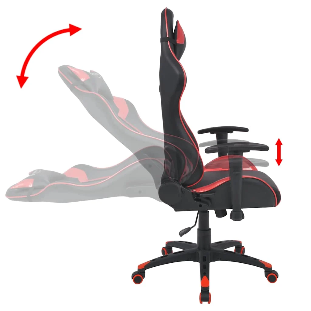 Chaise de bureau inclinable 140 x 71 x 136 cm rouge similicuir – vue en situation