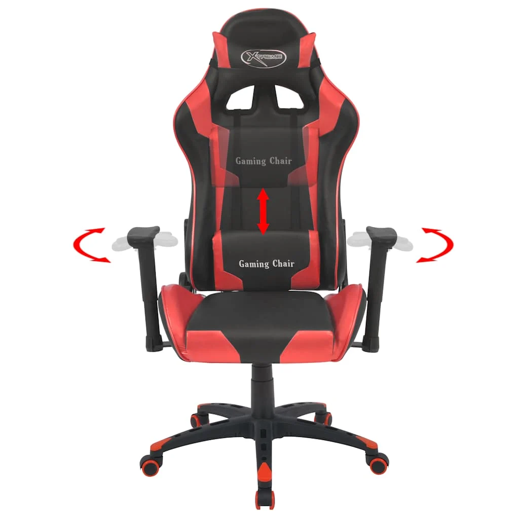 Chaise de bureau inclinable 140 x 71 x 136 cm rouge similicuir – vue de détail