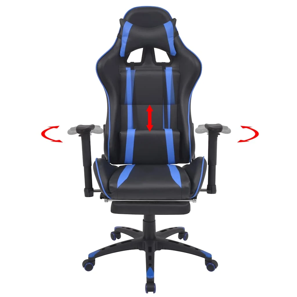 Chaise de bureau inclinable avec repose-pied 140 x 71 x 136 cm bleu acier – vue en situation
