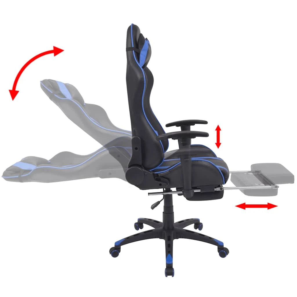 Chaise de bureau inclinable avec repose-pied 140 x 71 x 136 cm bleu acier – vue de dessus