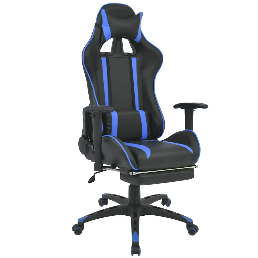 Chaise de bureau inclinable avec repose-pied 140 x 71 x 136 cm bleu acier – vue d’ensemble