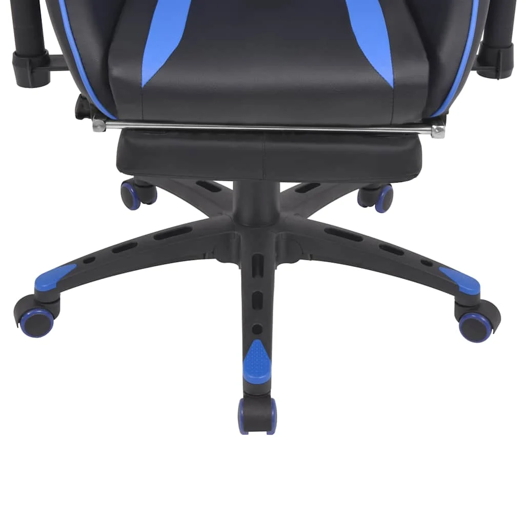 Chaise de bureau inclinable avec repose-pied 140 x 71 x 136 cm bleu acier – vue de côté