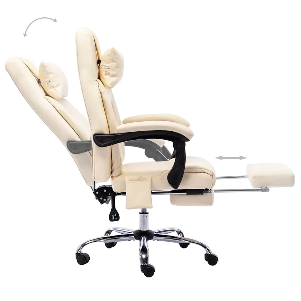 Chaise de bureau de massage 60 x 64 x 121 cm crème similicuir – vue de dessus