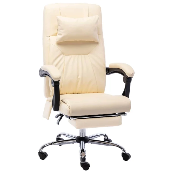 Chaise de bureau de massage 60 x 64 x 121 cm crème similicuir – vue d’ensemble