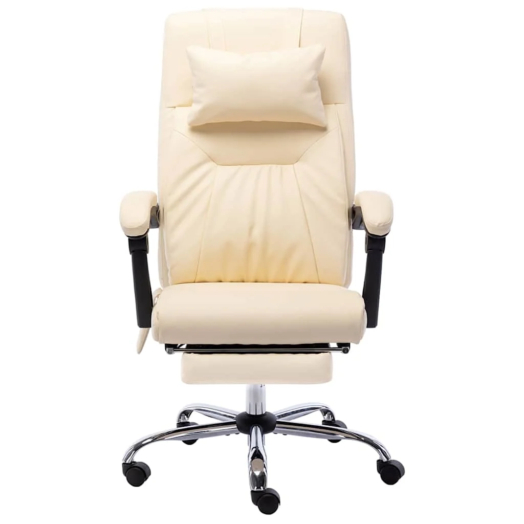 Chaise de bureau de massage 60 x 64 x 121 cm crème similicuir – vue de face