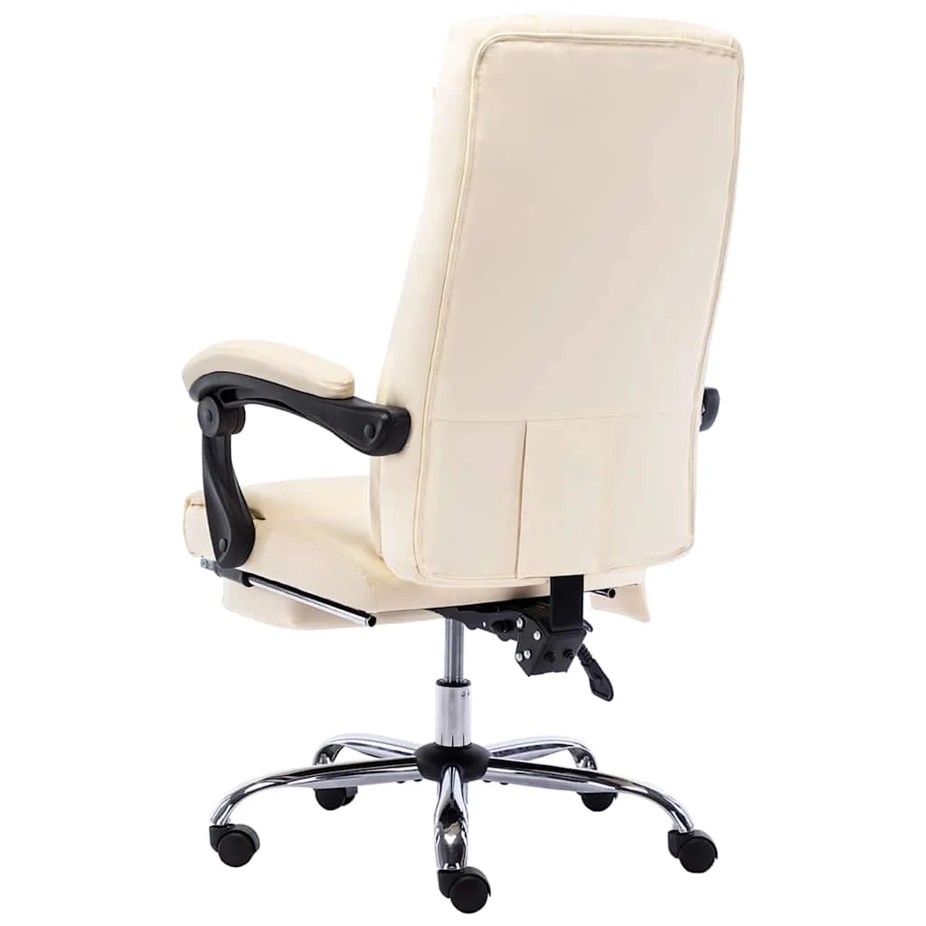 Chaise de bureau de massage 60 x 64 x 121 cm crème similicuir – vue de côté