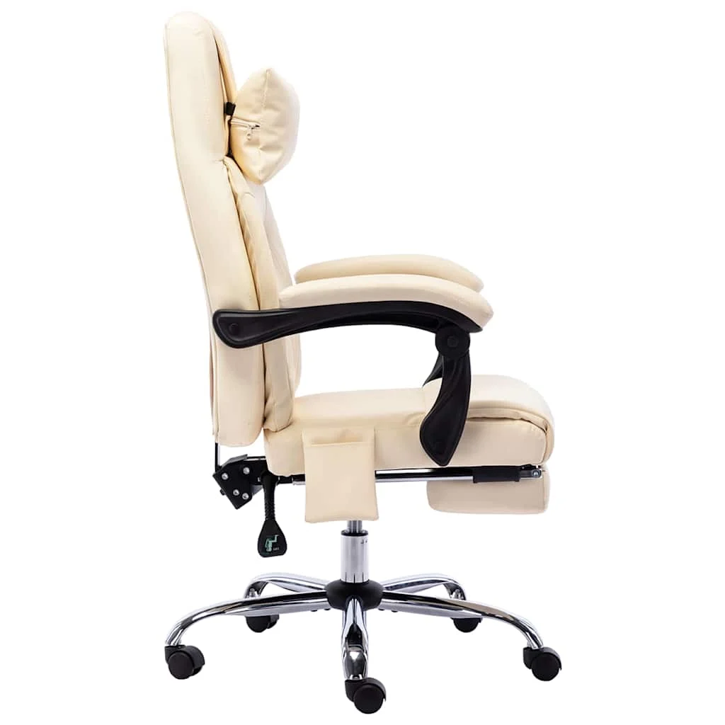 Chaise de bureau de massage 60 x 64 x 121 cm crème similicuir – vue de détail