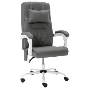 Chaise de bureau de massage 60 x 64 x 121 cm gris similicuir – vue d’ensemble