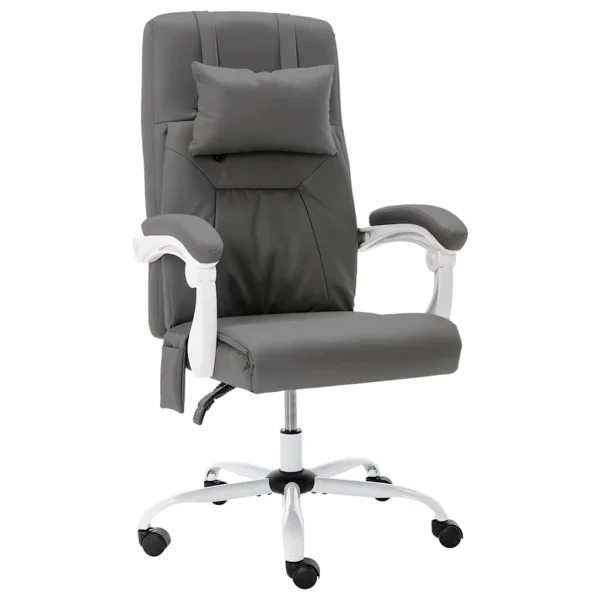 Chaise de bureau de massage 60 x 64 x 121 cm gris similicuir – vue d’ensemble