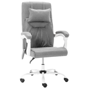 Chaise de bureau de massage 60 x 64 x 121 cm gris tissu – vue d’ensemble