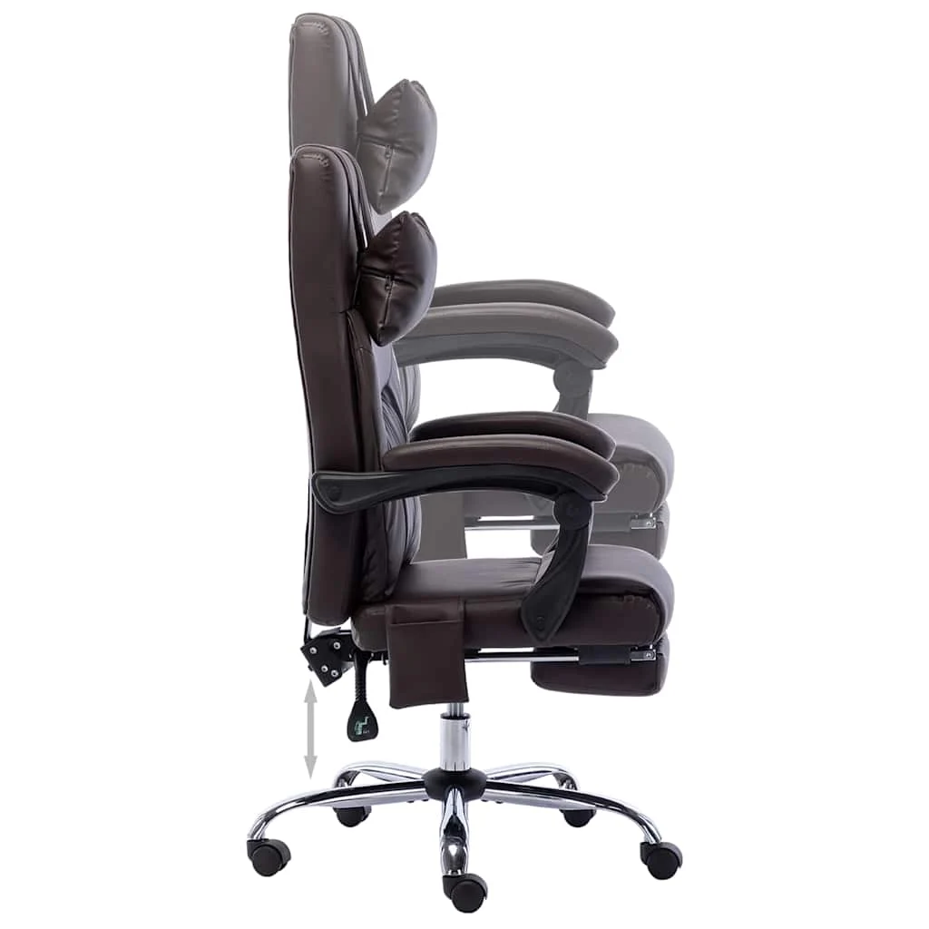 Chaise de bureau de massage 60 x 64 x 121 cm marron similicuir – vue de dessus
