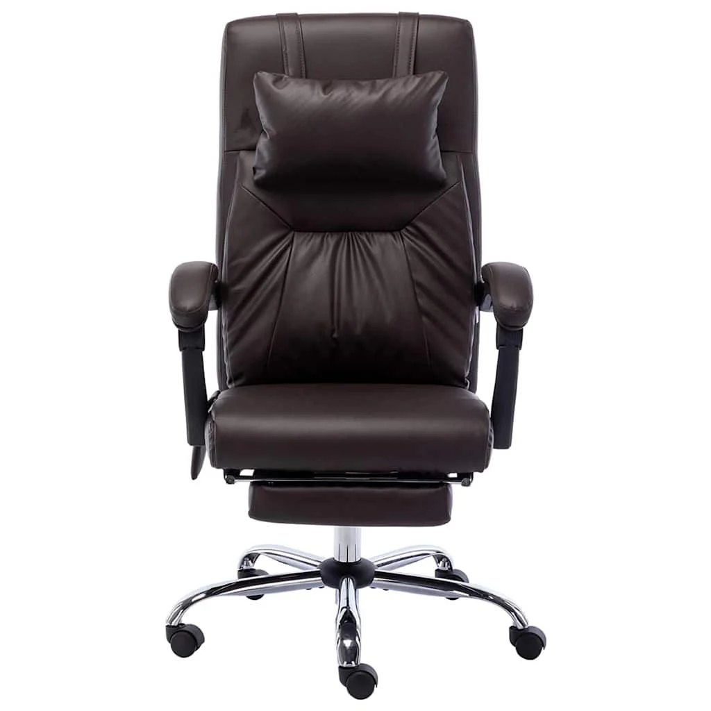 Chaise de bureau de massage 60 x 64 x 121 cm marron similicuir – vue de face