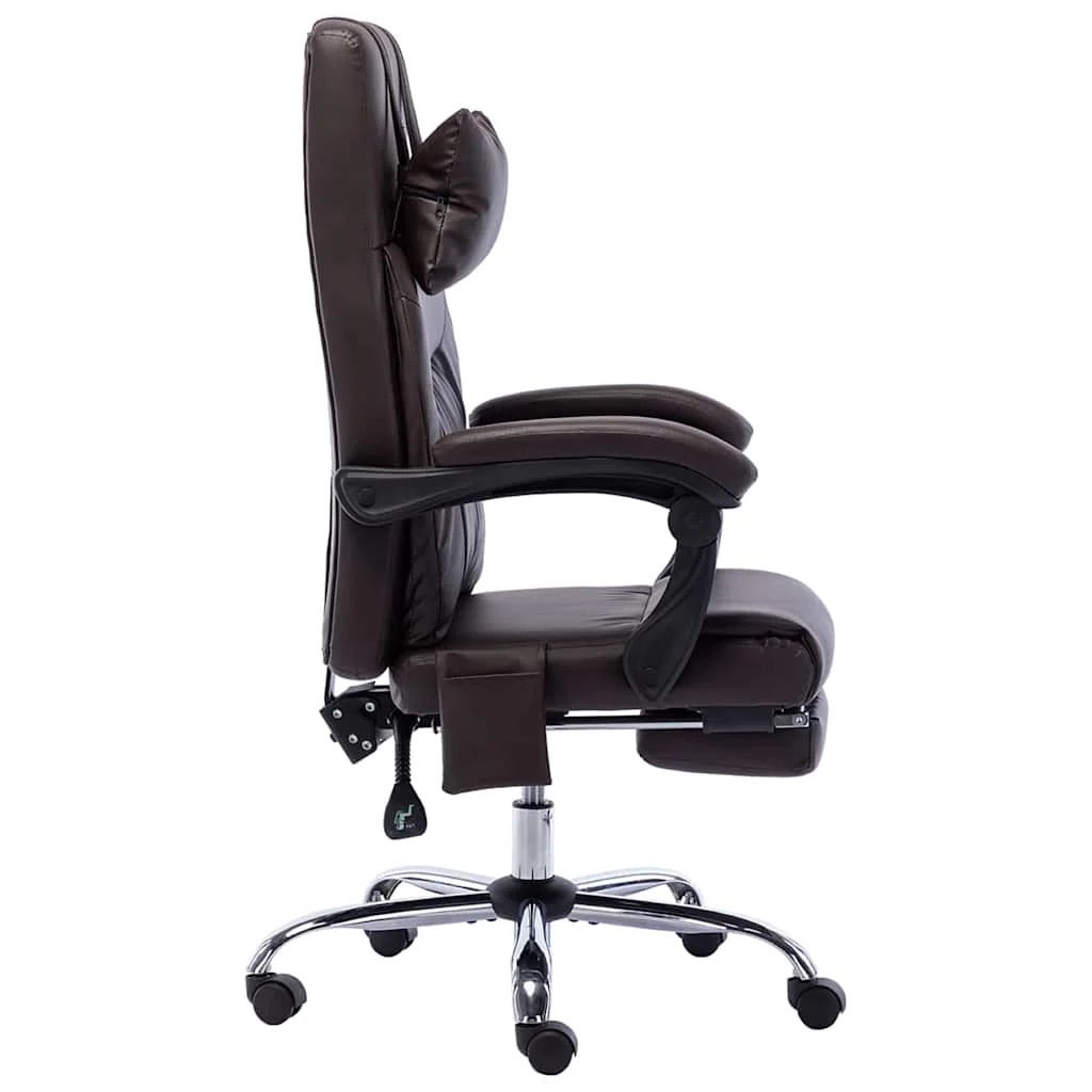 Chaise de bureau de massage 60 x 64 x 121 cm marron similicuir – vue de côté