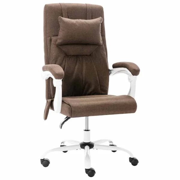 Chaise de bureau de massage 60 x 64 x 121 cm marron tissu – vue d’ensemble