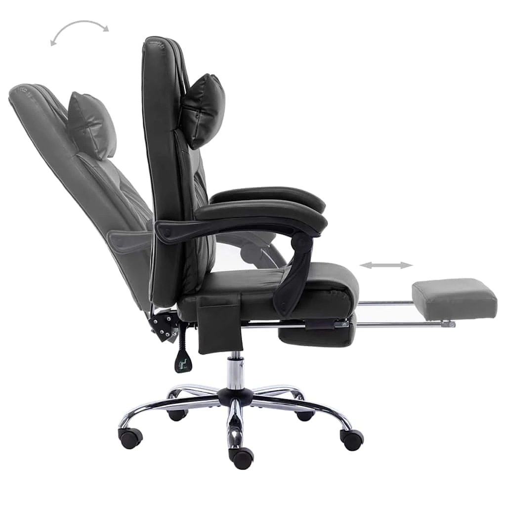 Chaise de bureau de massage 60 x 64 x 121 cm noir similicuir – vue de dessus