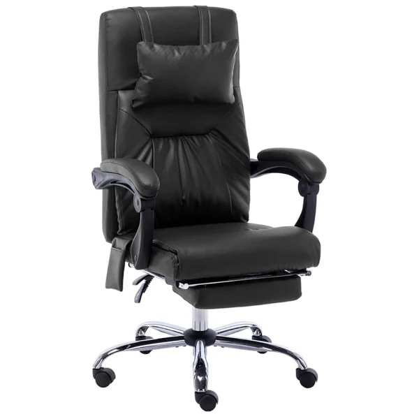 Chaise de bureau de massage 60 x 64 x 121 cm noir similicuir – vue d’ensemble